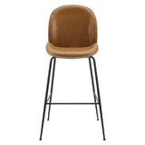 Scoop Black Powder Coated Steel Leg Vegan Leather Bar Stool