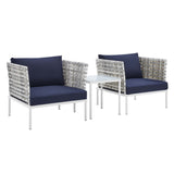 Harmony 3-Piece Sunbrella� Basket Weave Outdoor Patio Aluminum Seating Set