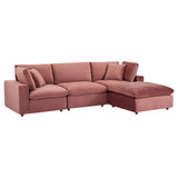 Commix Down Filled Overstuffed Performance Velvet 4-Piece Sectional Sofa