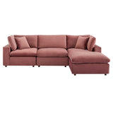 Commix Down Filled Overstuffed Performance Velvet 4-Piece Sectional Sofa