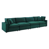 Commix Down Filled Overstuffed Performance Velvet 4-Seater Sofa