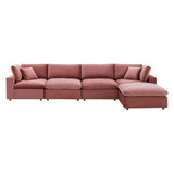 Commix Down Filled Overstuffed Performance Velvet 5-Piece Sectional Sofa