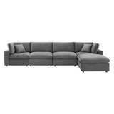 Commix Down Filled Overstuffed Performance Velvet 5-Piece Sectional Sofa