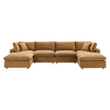 Commix Down Filled Overstuffed Performance Velvet 6-Piece Sectional Sofa