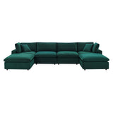 Commix Down Filled Overstuffed Performance Velvet 6-Piece Sectional Sofa