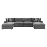 Commix Down Filled Overstuffed Performance Velvet 6-Piece Sectional Sofa