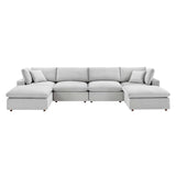 Commix Down Filled Overstuffed Performance Velvet 6-Piece Sectional Sofa