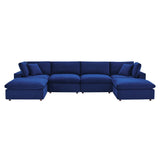 Commix Down Filled Overstuffed Performance Velvet 6-Piece Sectional Sofa