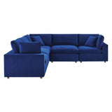 Commix Down Filled Overstuffed Performance Velvet 5-Piece Sectional Sofa