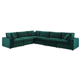 Commix Down Filled Overstuffed Performance Velvet 6-Piece Sectional Sofa