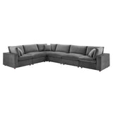 Commix Down Filled Overstuffed Performance Velvet 6-Piece Sectional Sofa