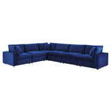 Commix Down Filled Overstuffed Performance Velvet 6-Piece Sectional Sofa