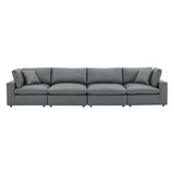 Commix Down Filled Overstuffed Vegan Leather 4-Seater Sofa