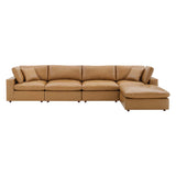 Commix Down Filled Overstuffed Vegan Leather 5-Piece Sectional Sofa