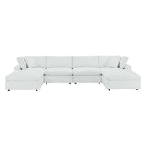 Commix Down Filled Overstuffed Vegan Leather 6-Piece Sectional Sofa