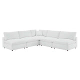 Commix Down Filled Overstuffed Vegan Leather 5-Piece Sectional Sofa