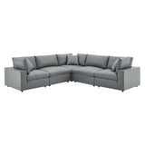 Commix Down Filled Overstuffed Vegan Leather 5-Piece Sectional Sofa