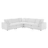 Commix Down Filled Overstuffed Vegan Leather 5-Piece Sectional Sofa