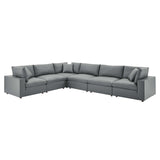 Commix Down Filled Overstuffed Vegan Leather 6-Piece Sectional Sofa