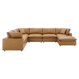 Commix Down Filled Overstuffed Vegan Leather 7-Piece Sectional Sofa