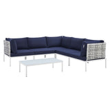 Harmony 6-Piece Sunbrella� Basket Weave Outdoor Patio Aluminum Sectional Sofa Set