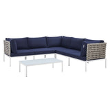 Harmony 6-Piece Sunbrella� Basket Weave Outdoor Patio Aluminum Sectional Sofa Set