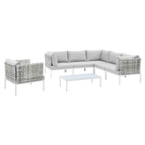 Harmony 7-Piece Sunbrella� Basket Weave Outdoor Patio Aluminum Sectional Sofa Set