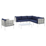 Harmony 7-Piece Sunbrella� Basket Weave Outdoor Patio Aluminum Sectional Sofa Set