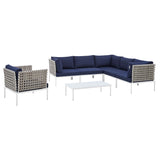 Harmony 7-Piece Sunbrella� Basket Weave Outdoor Patio Aluminum Sectional Sofa Set