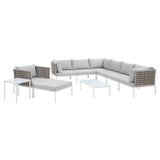 Harmony 10-Piece Sunbrella� Basket Weave Outdoor Patio Aluminum Sectional Sofa Set