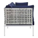 Harmony Sunbrella� Basket Weave Outdoor Patio Aluminum Sofa