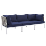 Harmony Sunbrella� Basket Weave Outdoor Patio Aluminum Sofa