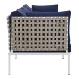 Harmony Sunbrella� Basket Weave Outdoor Patio Aluminum Sofa