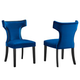 Curve Performance Velvet Dining Chairs - Set of 2