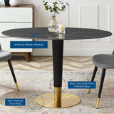 Zinque 48" Oval Artificial Marble Dining Table