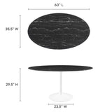 Lippa 60" Oval Artificial Marble Dining Table