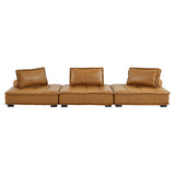 Saunter Tufted Vegan Leather Vegan Leather 3-Piece Sofa