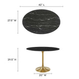 Lippa 42" Oval Artificial Marble Dining Table