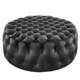 Amour Tufted Button Large Round Performance Velvet Ottoman