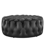 Amour Tufted Button Large Round Performance Velvet Ottoman