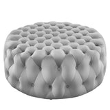 Amour Tufted Button Large Round Performance Velvet Ottoman