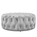 Amour Tufted Button Large Round Performance Velvet Ottoman