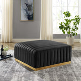 Conjure Channel Tufted Performance Velvet Ottoman