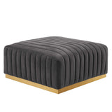 Conjure Channel Tufted Performance Velvet Ottoman