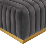 Conjure Channel Tufted Performance Velvet Ottoman