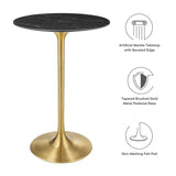 Lippa 28" Round Artificial Marble Bar Table