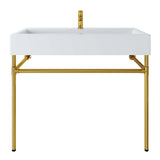 Redeem 40" Wall-Mount Gold Stainless Steel Bathroom Vanity