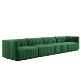 Conjure Channel Tufted Performance Velvet 4-Piece Sofa