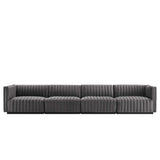 Conjure Channel Tufted Performance Velvet 4-Piece Sofa