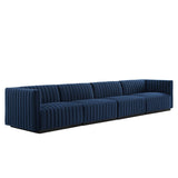 Conjure Channel Tufted Performance Velvet 4-Piece Sofa